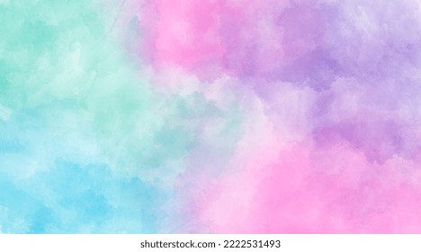 Blue pink watercolor background, color splashing, Watercolor abstract wet hand drawn for wallpaper, card greeting, poster, design, cover, invitation. Vector illustration