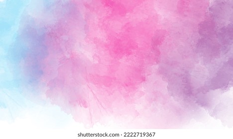 Blue pink watercolor background, color splashing, Watercolor abstract wet hand drawn for wallpaper, card greeting, poster, design, cover, invitation. Vector illustration