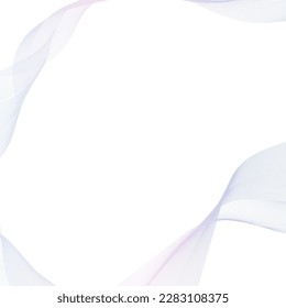 Blue and pink wave lines frame on the white background. Vector illustration.