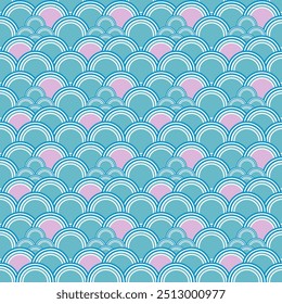 Patrones de onda azul y rosa en estilo japonés. Puede ser utilizado para las impresiones de la tela, los fondos, el Fondo de pantalla, las cubiertas del cuaderno, las fundas de almohada, la ropa de cama, las cortinas, y las esteras de baño