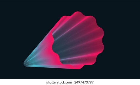 A blue and pink wave with a red and blue stripe.