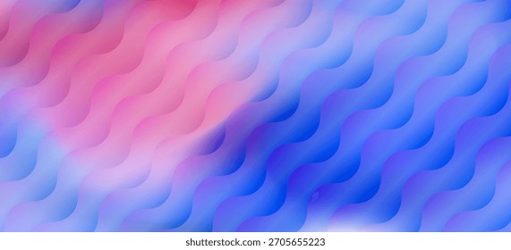 Fundo de gradiente de malha ondulada azul e rosa com efeito de vidro com nervuras. Abstrato brilhante ultramarino e rosa fluido aquarela digital para design de banner de negócios, conceito de céu por do sol, cartaz líquido