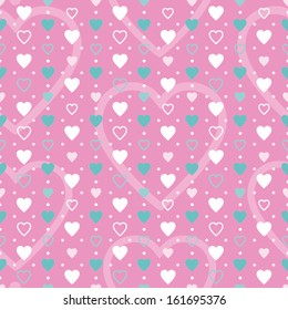 blue pink and white hearts pattern