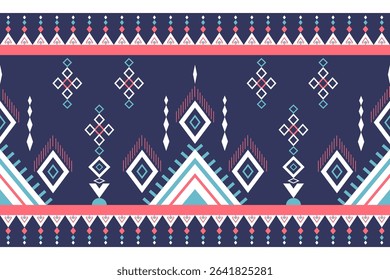 Blue  pink White Native American Aztec Ethnic Traditional Decoration Navajo Geometry Pattern
