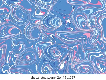 Blue pink white vibrant abstract liquid dynamic gradient waves background. Fluid marble texture isolated on transparent background. Modern cover design with copy space for text.