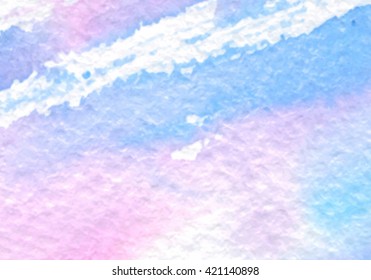 Blue pink white watercolor hand drawn paper grain texture stroke vector stylized banner. Abstract wet brush paint wash striped background for greeting card, invitation, template, print, wallpaper, web