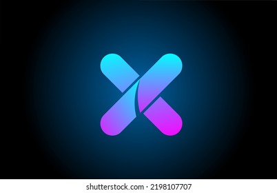 blue pink X alphabet letter logo icon design with gradient color. Creative template for business  and company