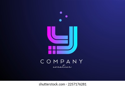 blue pink Y alphabet letter logo with dots. Corporate creative template design for company and business