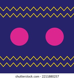 Blue, pink and yellow of abstract graphic geometric pattern like robot face.