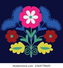 Blue, pink and yellow colors of suzani flowers-traditional home interior element in Uzbekistan. Suzane. Vintage style design.