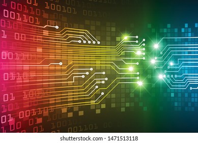 Blue pink yellow cyber circuit future technology concept background