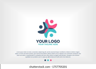 Blue Pink Youth People Logo Template for Scholarships Foundation, Young Community, Youth Center, Study Activity, Teenager Collaboration, School Organization, Future Leadership Foundation,and many more