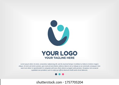 Blue Pink Youth People Logo Template for Scholarships Foundation, Young Community, Youth Center, Study Activity, Teenager Collaboration, School Organization, Future Leadership Foundation,and many more