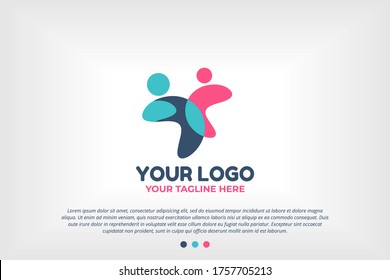 Blue Pink Youth People Logo Template for Scholarships Foundation, Young Community, Youth Center, Study Activity, Teenager Collaboration, School Organization, Future Leadership Foundation,and many more