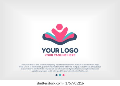 Blue Pink Youth People Logo Template for Scholarships Foundation, Young Community, Youth Center, Study Activity, Teenager Collaboration, School Organization, Future Leadership Foundation,and many more