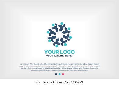 Blue Pink Youth People Logo Template for Scholarships Foundation, Young Community, Youth Center, Study Activity, Teenager Collaboration, School Organization, Future Leadership Foundation,and many more