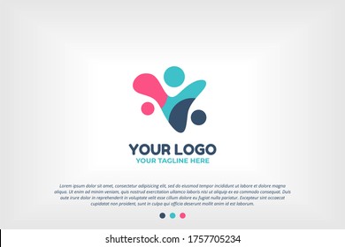 Blue Pink Youth People Logo Template for Scholarships Foundation, Young Community, Youth Center, Study Activity, Teenager Collaboration, School Organization, Future Leadership Foundation,and many more