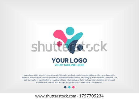 Blue Pink Youth People Logo Template for Scholarships Foundation, Young Community, Youth Center, Study Activity, Teenager Collaboration, School Organization, Future Leadership Foundation,and many more