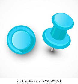Blue pins. Set of two blue pins on a light background.