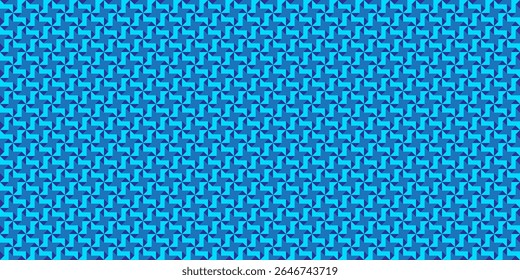 Blue pinwheel seamless bg. Abstract windmill triangle geometric pattern. Menswear motif for handkerchief, scarf, tie, bandana. Simple vector mosaic. Block quilt design