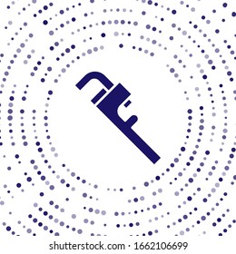 Blue Pipe adjustable wrench icon isolated on white background. Abstract circle random dots. Vector Illustration