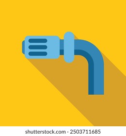 Blue pipe with a flange is connecting on a yellow background