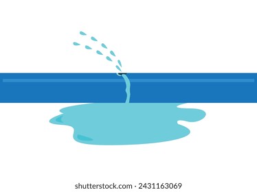 Blue Pipe with Leaking Hole. editable Clip Art.