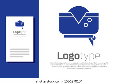 Blue Pirate hat icon isolated on white background. Logo design template element. Vector Illustration