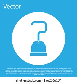Blue Pirate hook icon isolated on blue background. White circle button. Vector Illustration