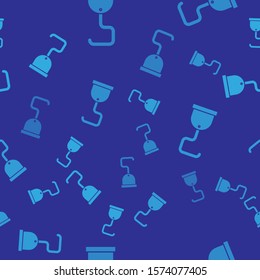 Blue Pirate hook icon isolated seamless pattern on blue background.  Vector Illustration