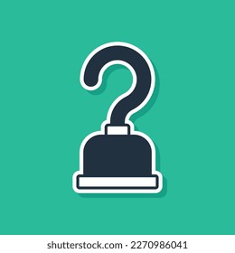 Icono de gancho pirata azul aislado en fondo verde.  Vector