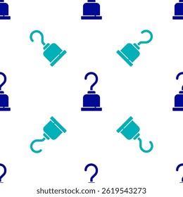 Blue Pirate hook icon isolated seamless pattern on white background.  Vector