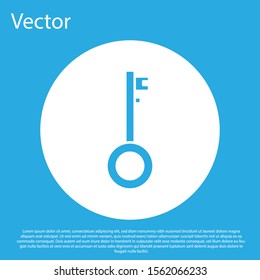 Blue Pirate key icon isolated on blue background. White circle button. Vector Illustration