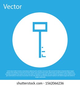 Blue Pirate key icon isolated on blue background. White circle button. Vector Illustration
