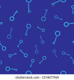 Blue Pirate key icon isolated seamless pattern on blue background.  Vector Illustration
