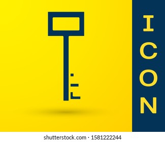 Blue Pirate key icon isolated on yellow background.  Vector Illustration