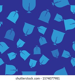 Blue Pirate sack icon isolated seamless pattern on blue background.  Vector Illustration