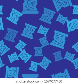 Blue Pirate treasure map icon isolated seamless pattern on blue background.  Vector Illustration