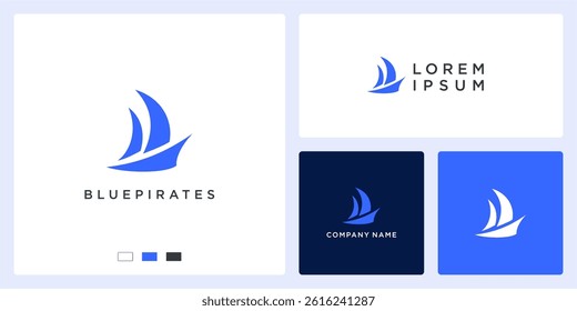 Blue pirates logo design template