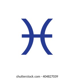 Blue Pisces zodiac sign. Astrology symbol vector illustration