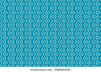 Blue Pixel Abstract Wavy Pattern and Circles Background