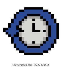 Icono de reloj de arte de píxeles azules
