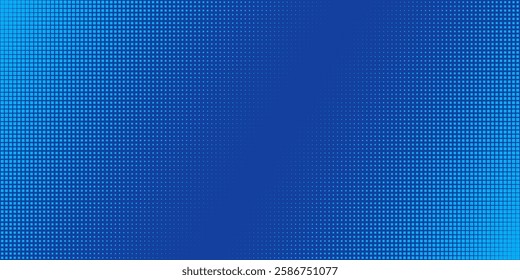 Blue pixel background. Abstract digital pattern with square elements grid. Futuristic dotted mesh with gradient effect. Geometric minimal digital design. Modern vector illustration.