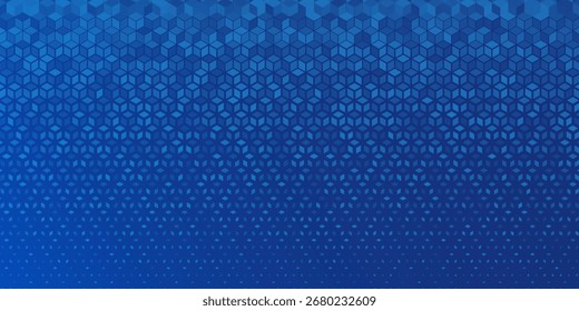 Blue pixel background. Abstract digital pattern with a grid of square elements. Futuristic dotted grid with gradient effect. Geometric minimalist digital design. Modern vector illustration.