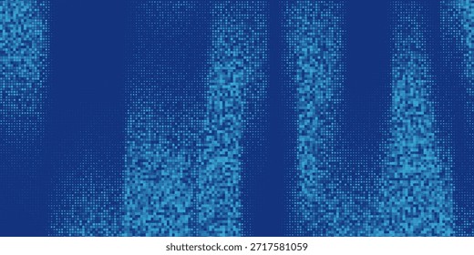 Fondo de píxeles azules. Abstractas patrón digital con cuadrícula cuadrada de Elementos. Malla punteada futurista con efecto degradado. Diseño digital geométrico mínimo. Ilustración vectorial moderna.