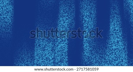Blue pixel background. Abstract digital pattern with square elements grid. Futuristic dotted mesh with gradient effect. Geometric minimal digital design. Modern vector illustration.