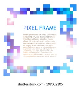 Blue Pixel Frame. Vector Illustration