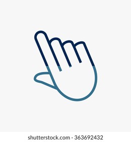 Blue pixel hand - vector icon, flat design
