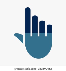 Blue pixel hand - vector icon, flat design