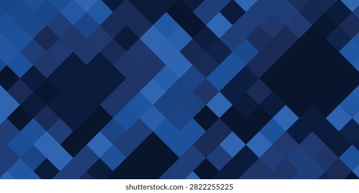 Blue pixel inspired geometric abstract background featuring layered square mosaic pattern ideal for technology branding presentations websites advertising templates gaming interfaces and contemporary digital visual design.